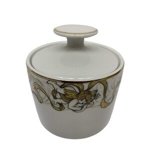American Atelier Heavenly Hosts Sugar Porcelain Container Cherub Angels Gold